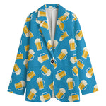 Mug Of Beer Pattern Print Women's Cotton Blazer