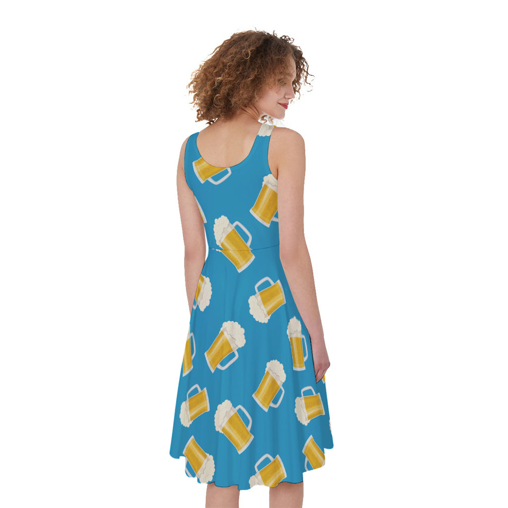 Mug Of Beer Pattern Print Women's Sleeveless Dress