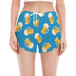 Mug Of Beer Pattern Print Women's Split Running Shorts