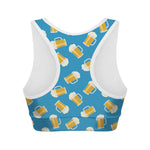 Mug Of Beer Pattern Print Women's Sports Bra
