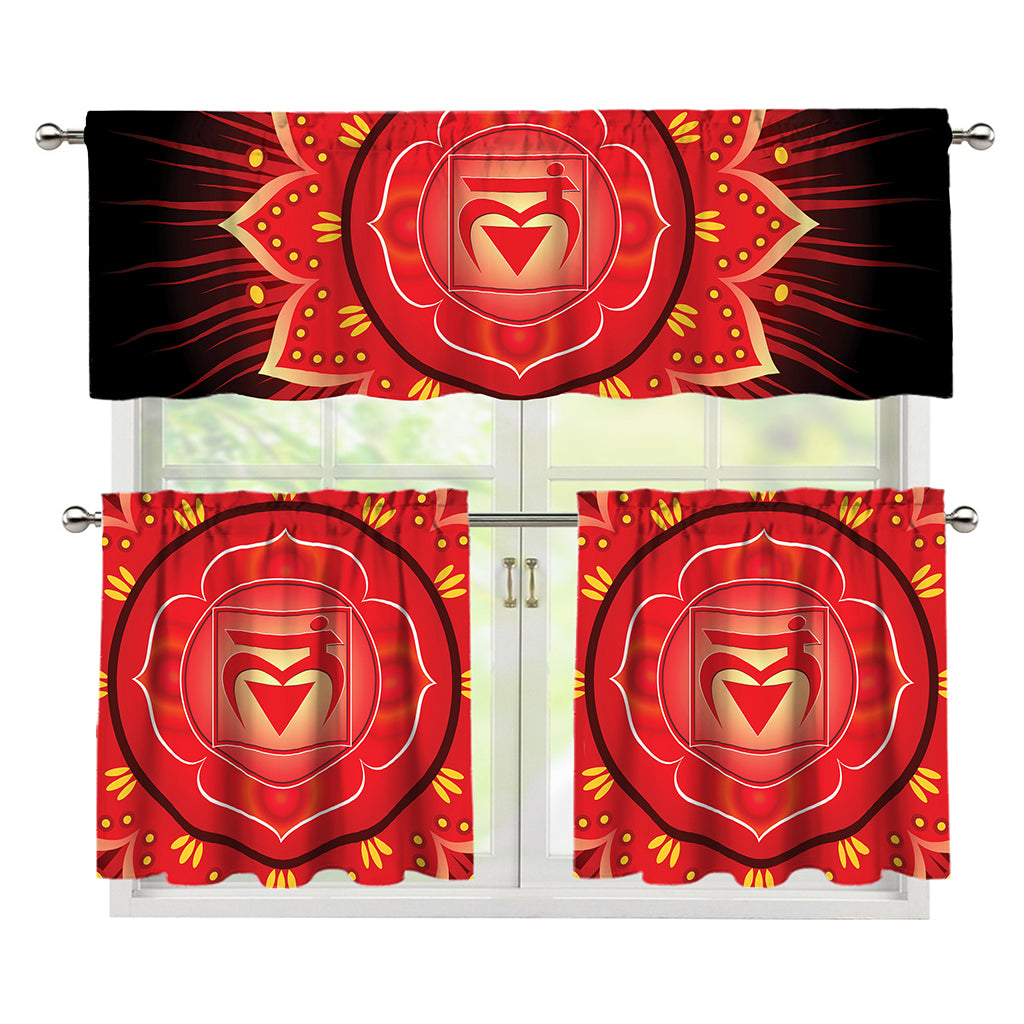 Muladhara Chakra Mandala Print 3 Piece Kitchen Curtains