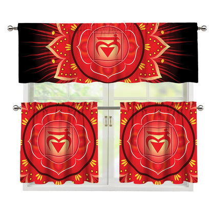 Muladhara Chakra Mandala Print 3 Piece Kitchen Curtains