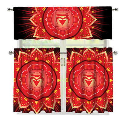 Muladhara Chakra Mandala Print 3 Piece Kitchen Curtains
