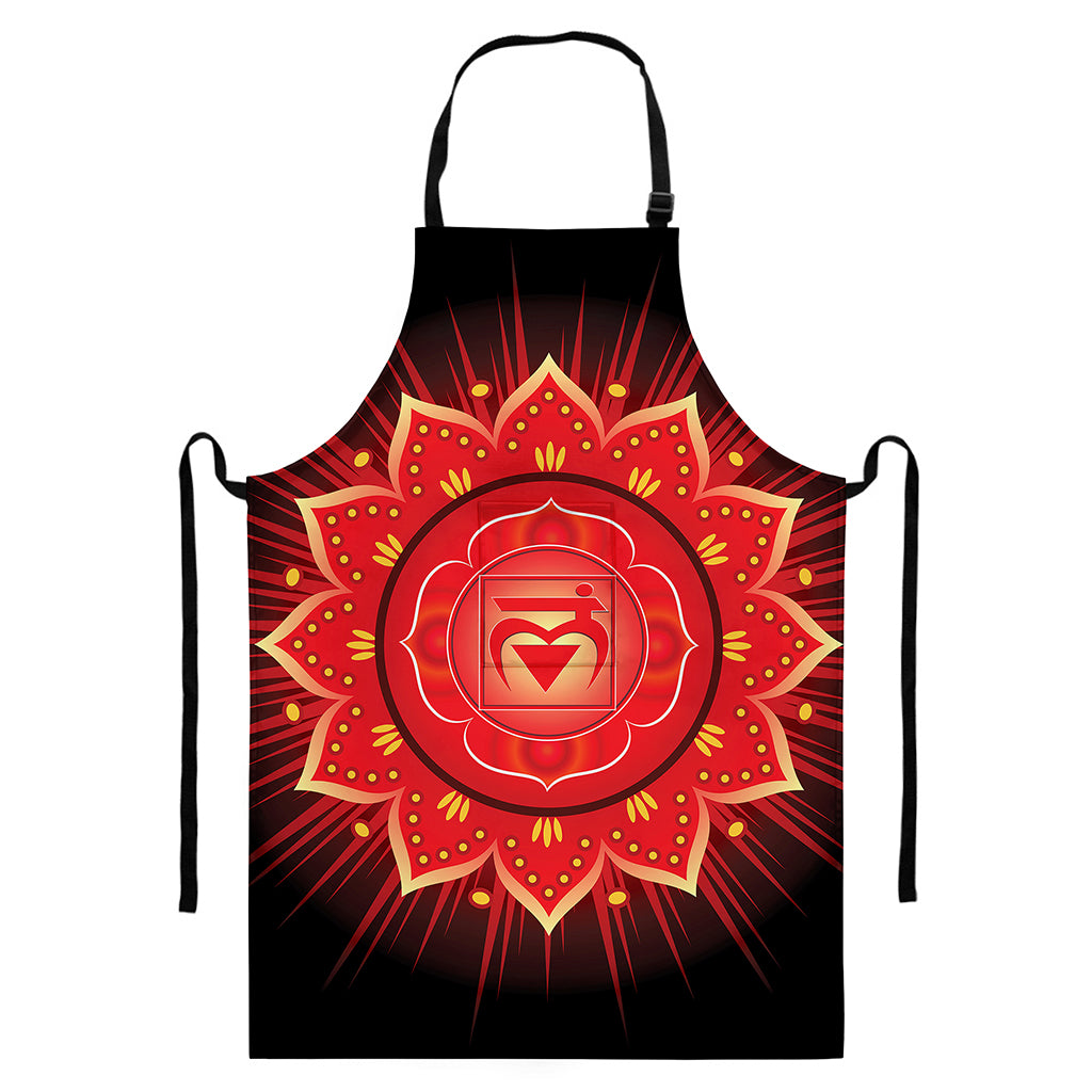 Muladhara Chakra Mandala Print Bib Apron With Pocket
