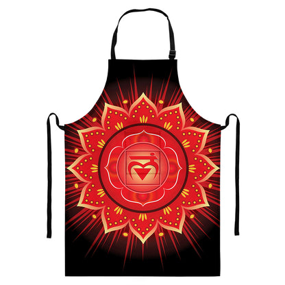 Muladhara Chakra Mandala Print Bib Apron With Pocket