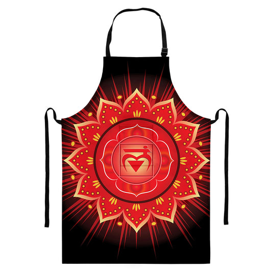Muladhara Chakra Mandala Print Bib Apron With Pocket