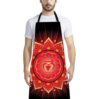 Muladhara Chakra Mandala Print Bib Apron With Pocket