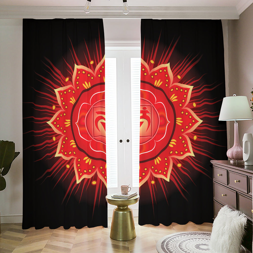 Muladhara Chakra Mandala Print Blackout Pencil Pleat Curtains