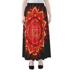 Muladhara Chakra Mandala Print Chiffon Maxi Skirt