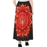 Muladhara Chakra Mandala Print Chiffon Maxi Skirt