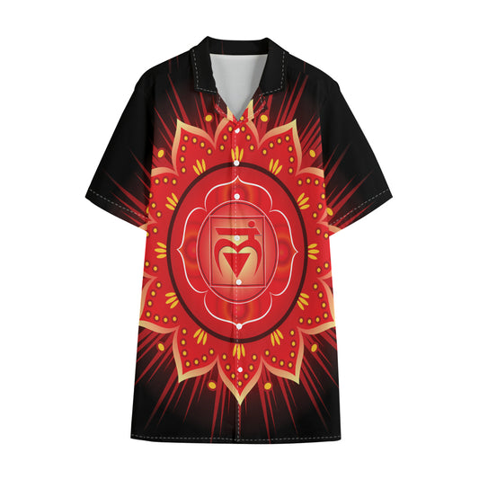 Muladhara Chakra Mandala Print Cotton Hawaiian Shirt