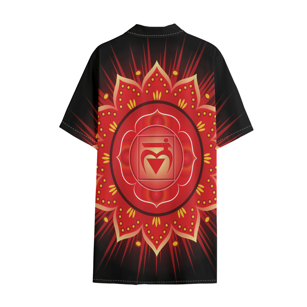 Muladhara Chakra Mandala Print Cotton Hawaiian Shirt