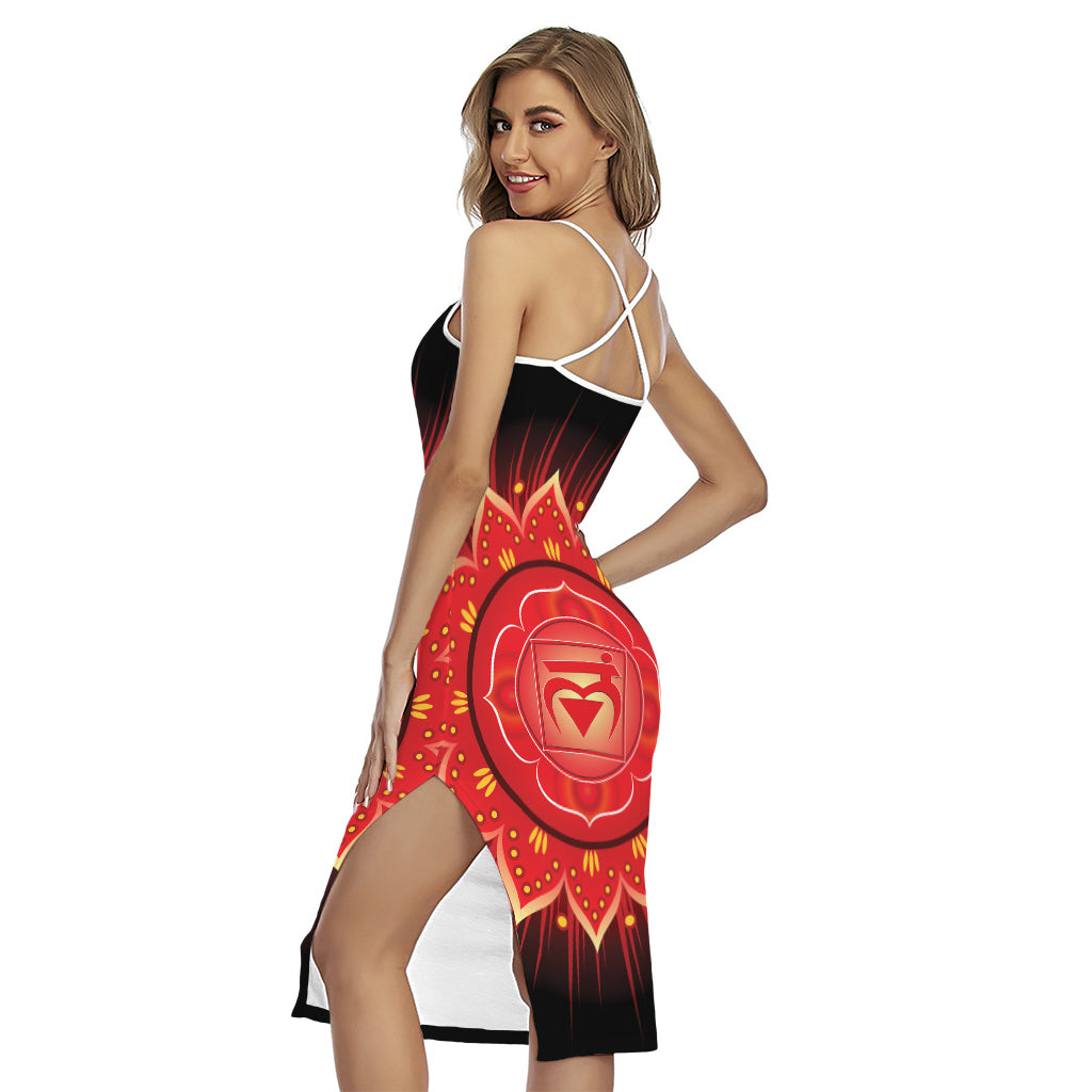 Muladhara Chakra Mandala Print Cross Back Cami Dress