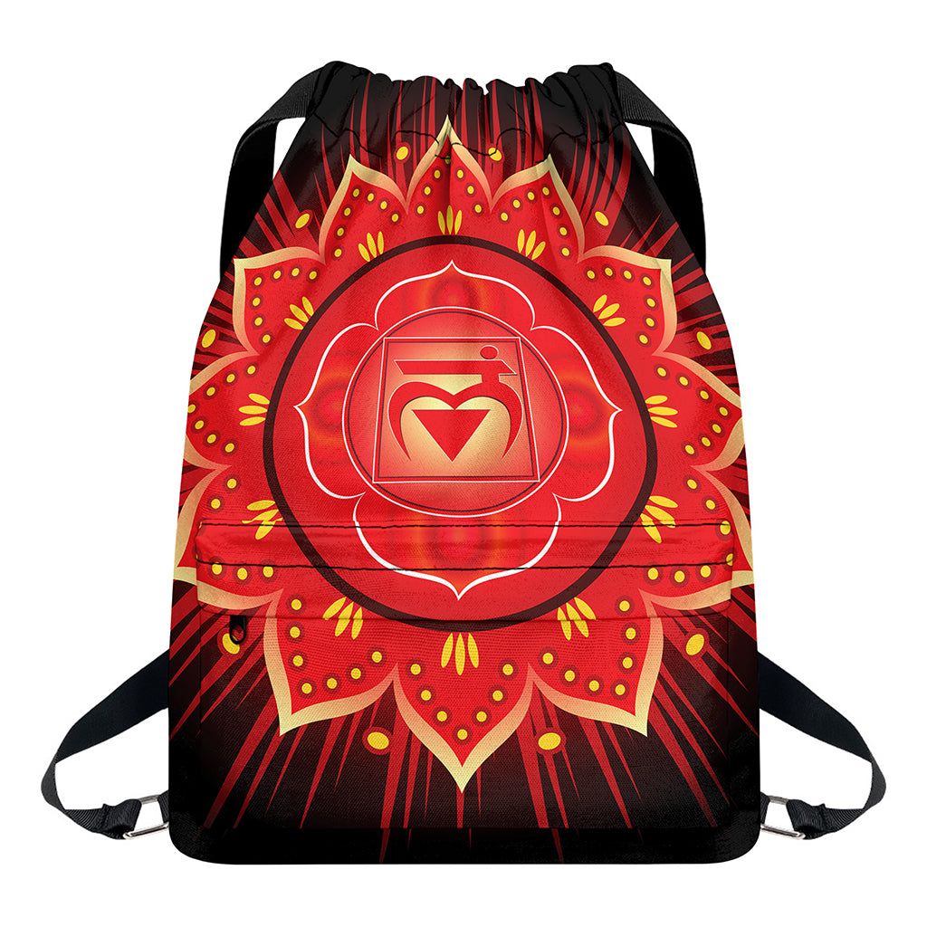 Muladhara Chakra Mandala Print Drawstring Backpack