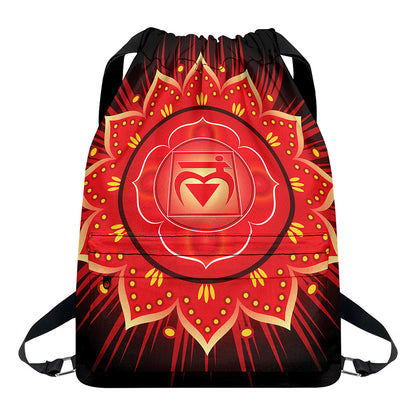 Muladhara Chakra Mandala Print Drawstring Backpack