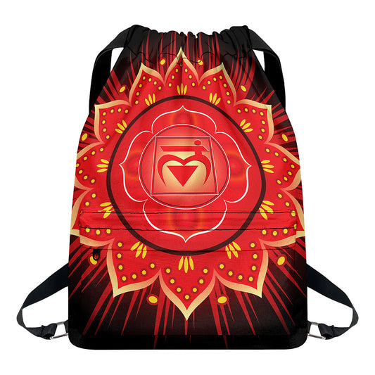 Muladhara Chakra Mandala Print Drawstring Backpack