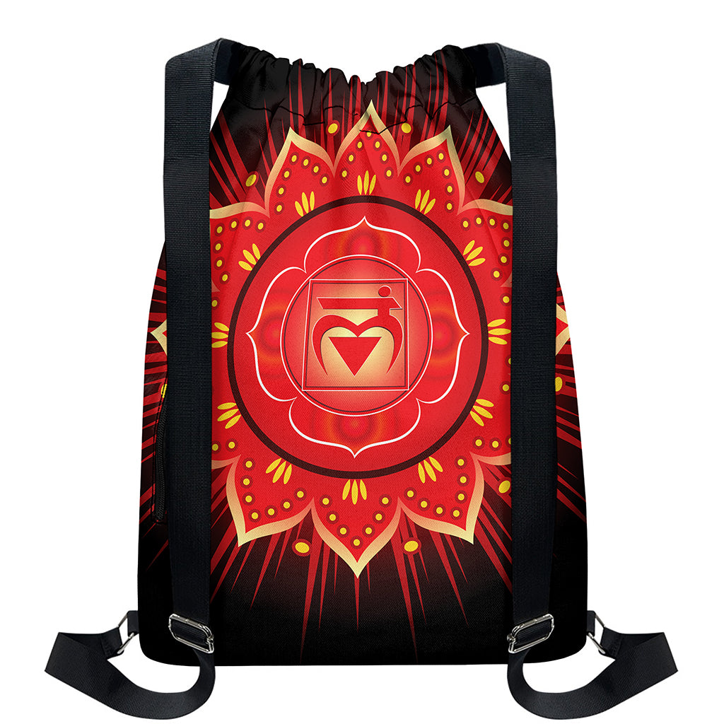 Muladhara Chakra Mandala Print Drawstring Backpack