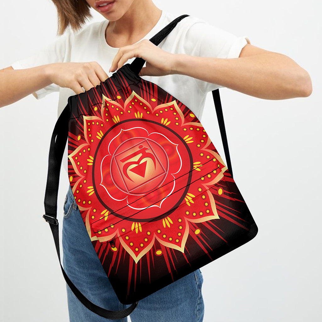 Muladhara Chakra Mandala Print Drawstring Backpack