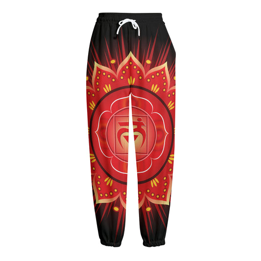 Muladhara Chakra Mandala Print Fleece Lined Knit Pants