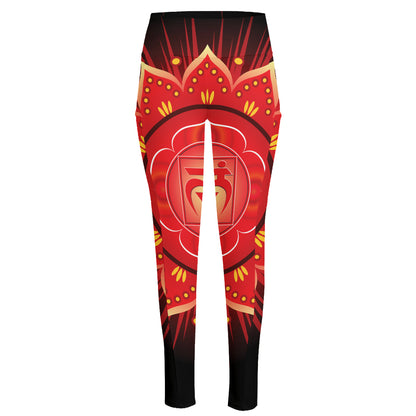 Muladhara Chakra Mandala Print High-Waisted Pocket Leggings