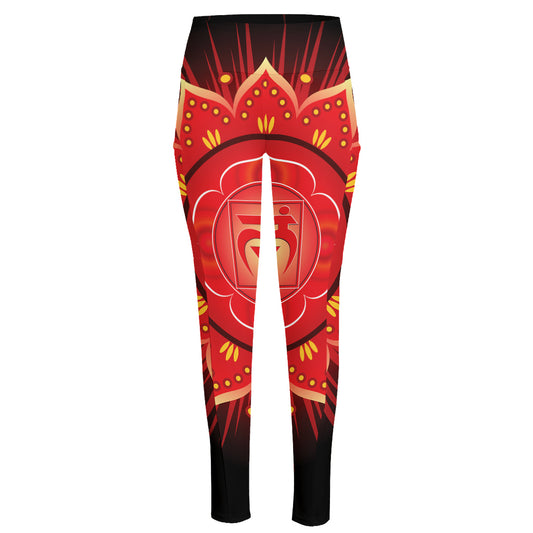 Muladhara Chakra Mandala Print High-Waisted Pocket Leggings