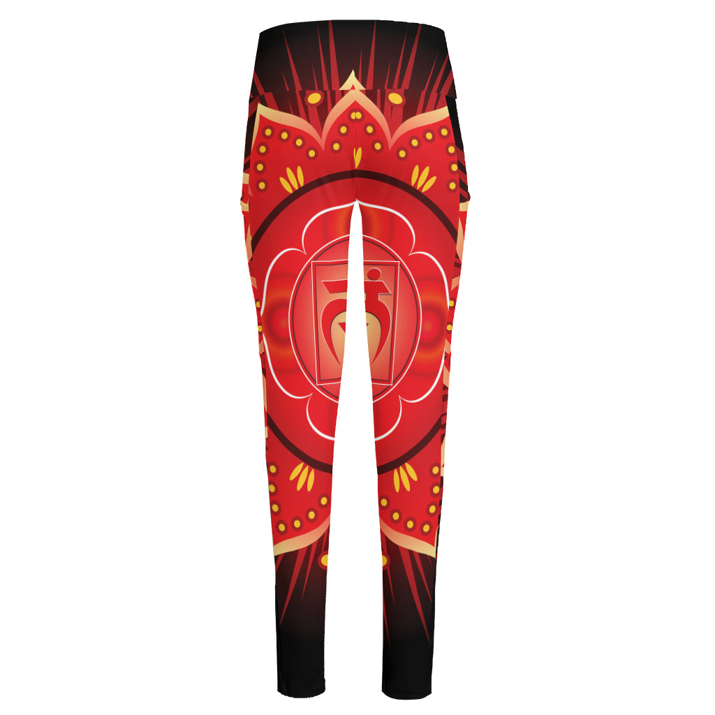 Muladhara Chakra Mandala Print High-Waisted Pocket Leggings
