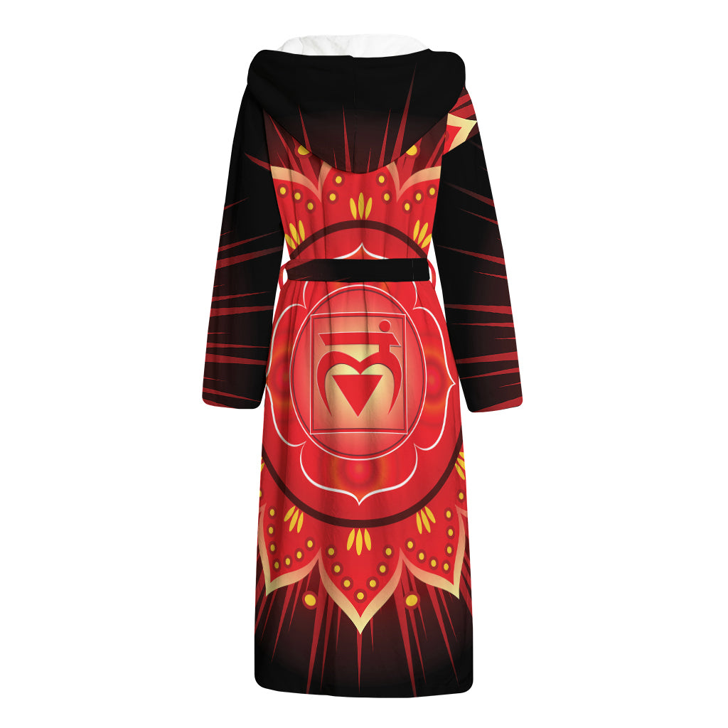 Muladhara Chakra Mandala Print Hooded Bathrobe