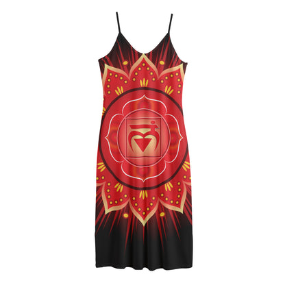 Muladhara Chakra Mandala Print Jersey Midi Cami Dress