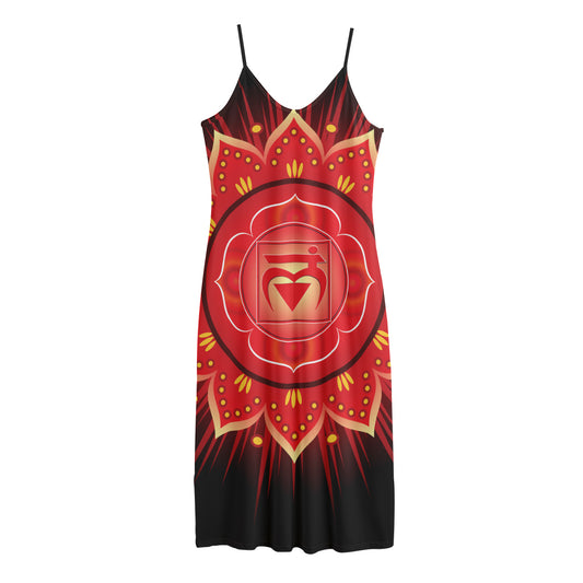 Muladhara Chakra Mandala Print Jersey Midi Cami Dress