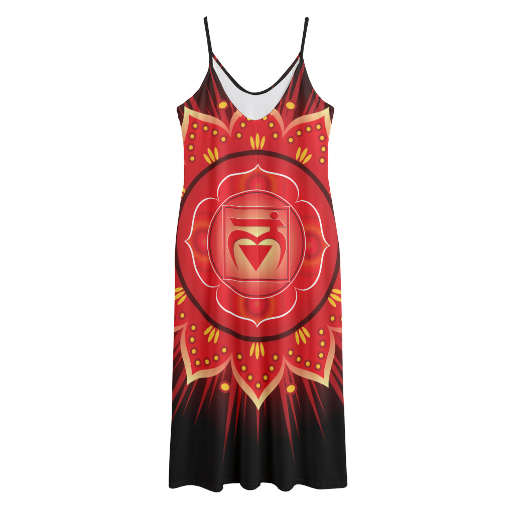 Muladhara Chakra Mandala Print Jersey Midi Cami Dress