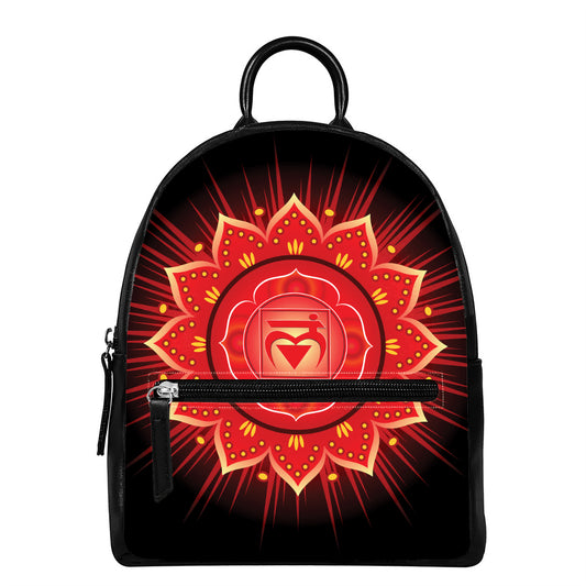 Muladhara Chakra Mandala Print Leather Backpack