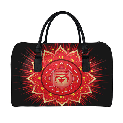 Muladhara Chakra Mandala Print Leather Duffle Bag