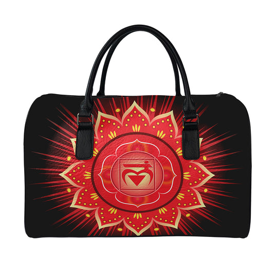 Muladhara Chakra Mandala Print Leather Duffle Bag