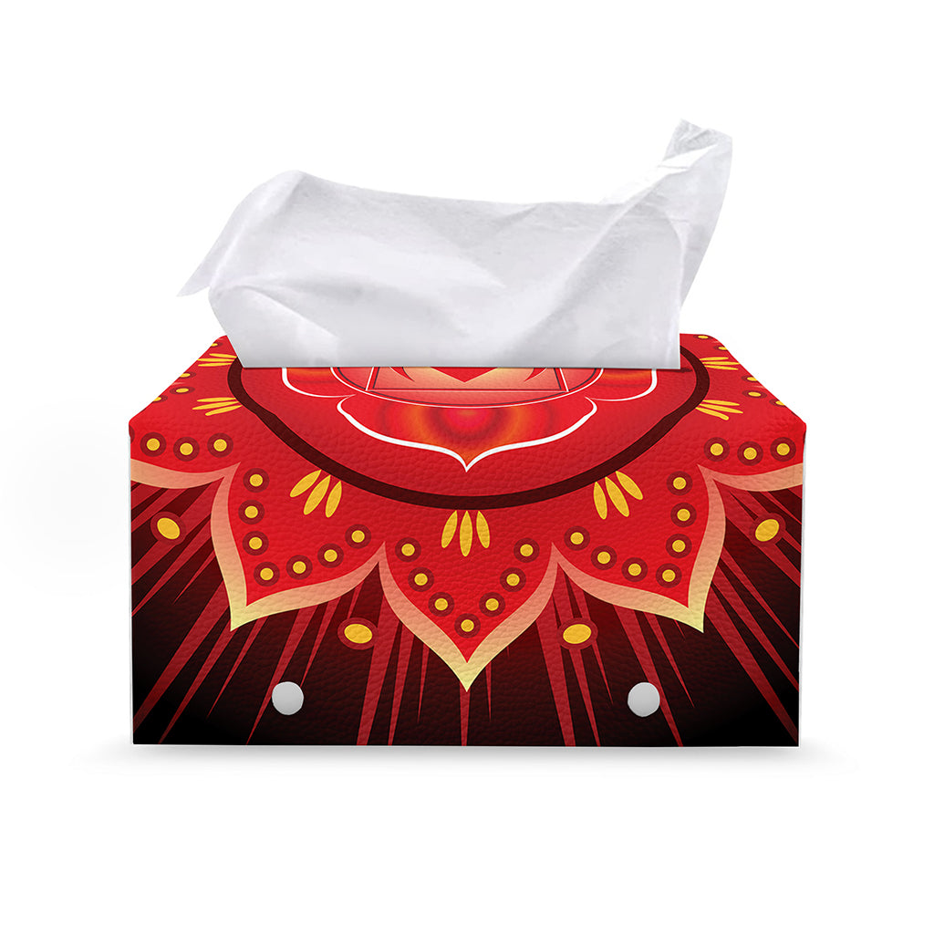 Muladhara Chakra Mandala Print Leather Tissue Box Cover