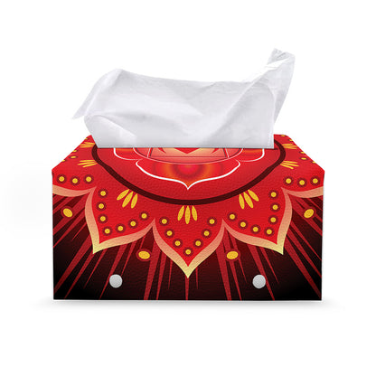 Muladhara Chakra Mandala Print Leather Tissue Box Cover