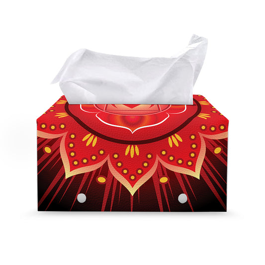 Muladhara Chakra Mandala Print Leather Tissue Box Cover