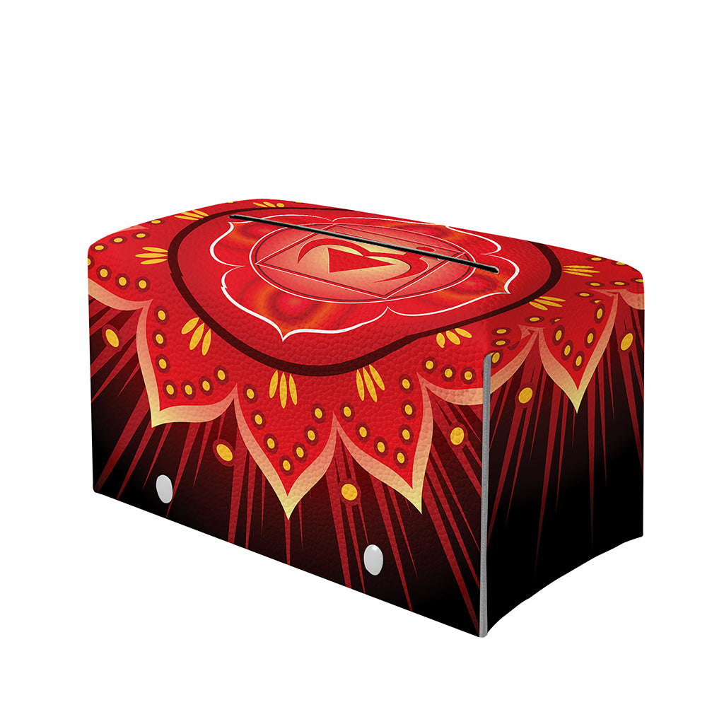 Muladhara Chakra Mandala Print Leather Tissue Box Cover
