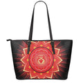 Muladhara Chakra Mandala Print Leather Tote Bag With Zipper