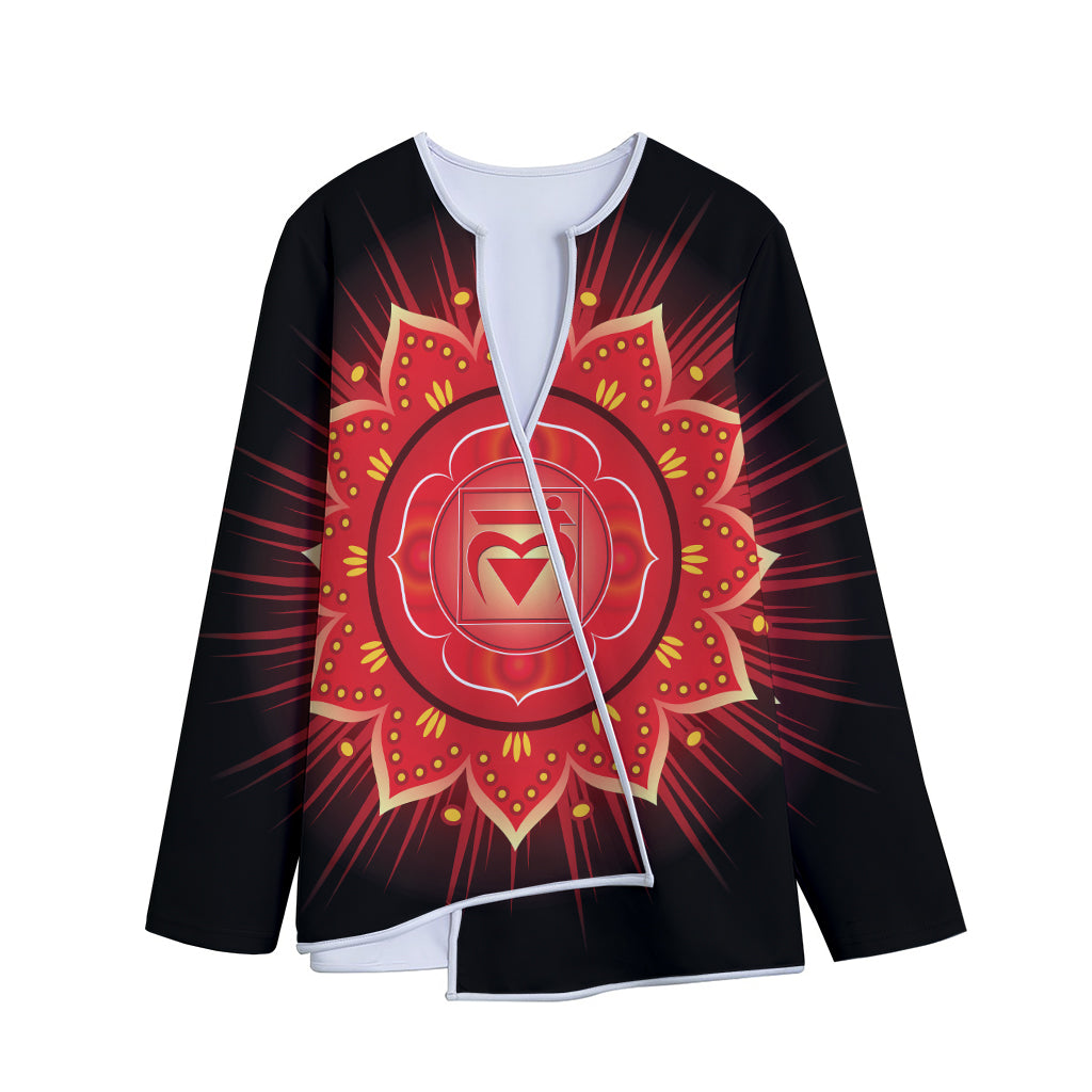 Muladhara Chakra Mandala Print Long Sleeve Short Coat