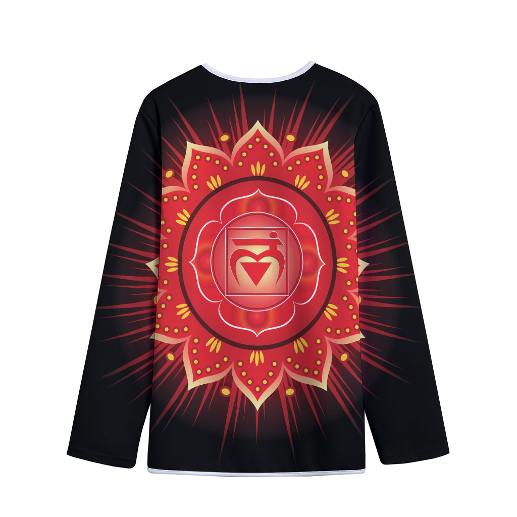 Muladhara Chakra Mandala Print Long Sleeve Short Coat