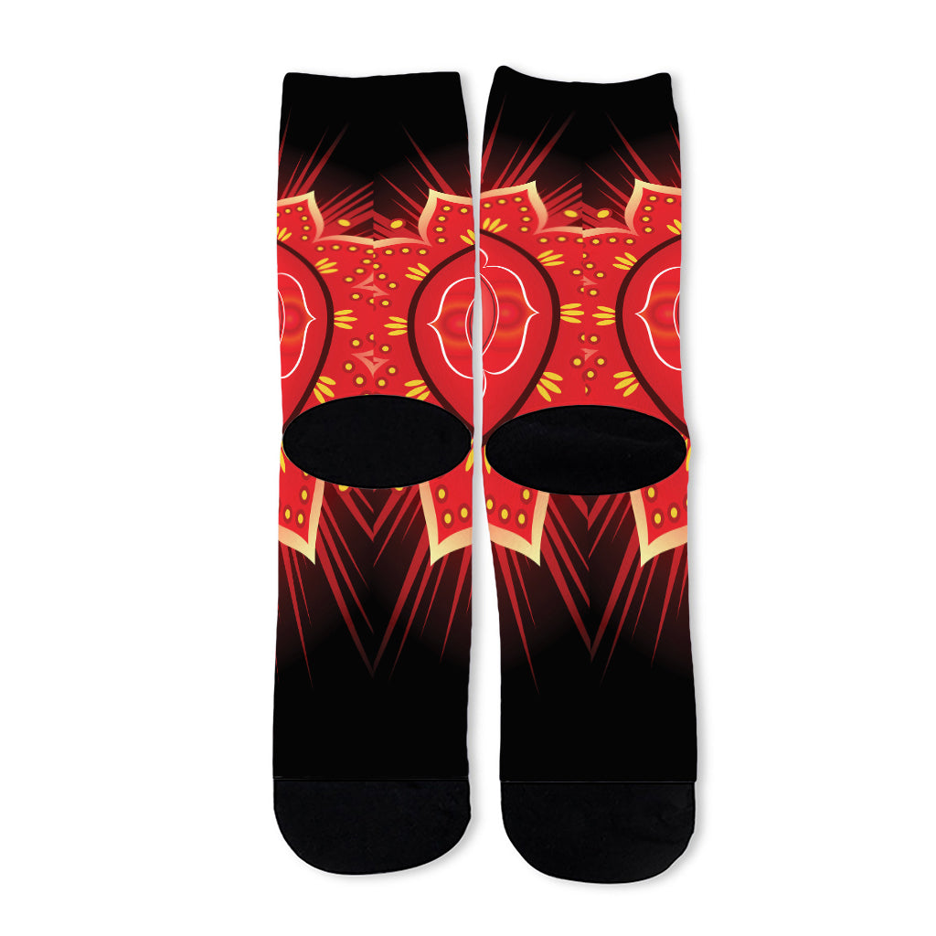Muladhara Chakra Mandala Print Long Socks