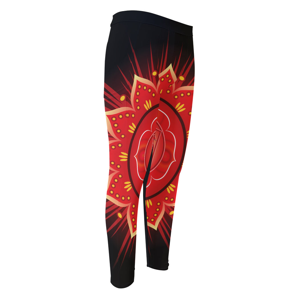 Muladhara Chakra Mandala Print Men's Compression Pants