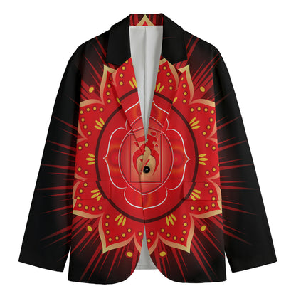 Muladhara Chakra Mandala Print Men's Cotton Blazer