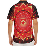 Muladhara Chakra Mandala Print Men's Deep V-Neck Shirt