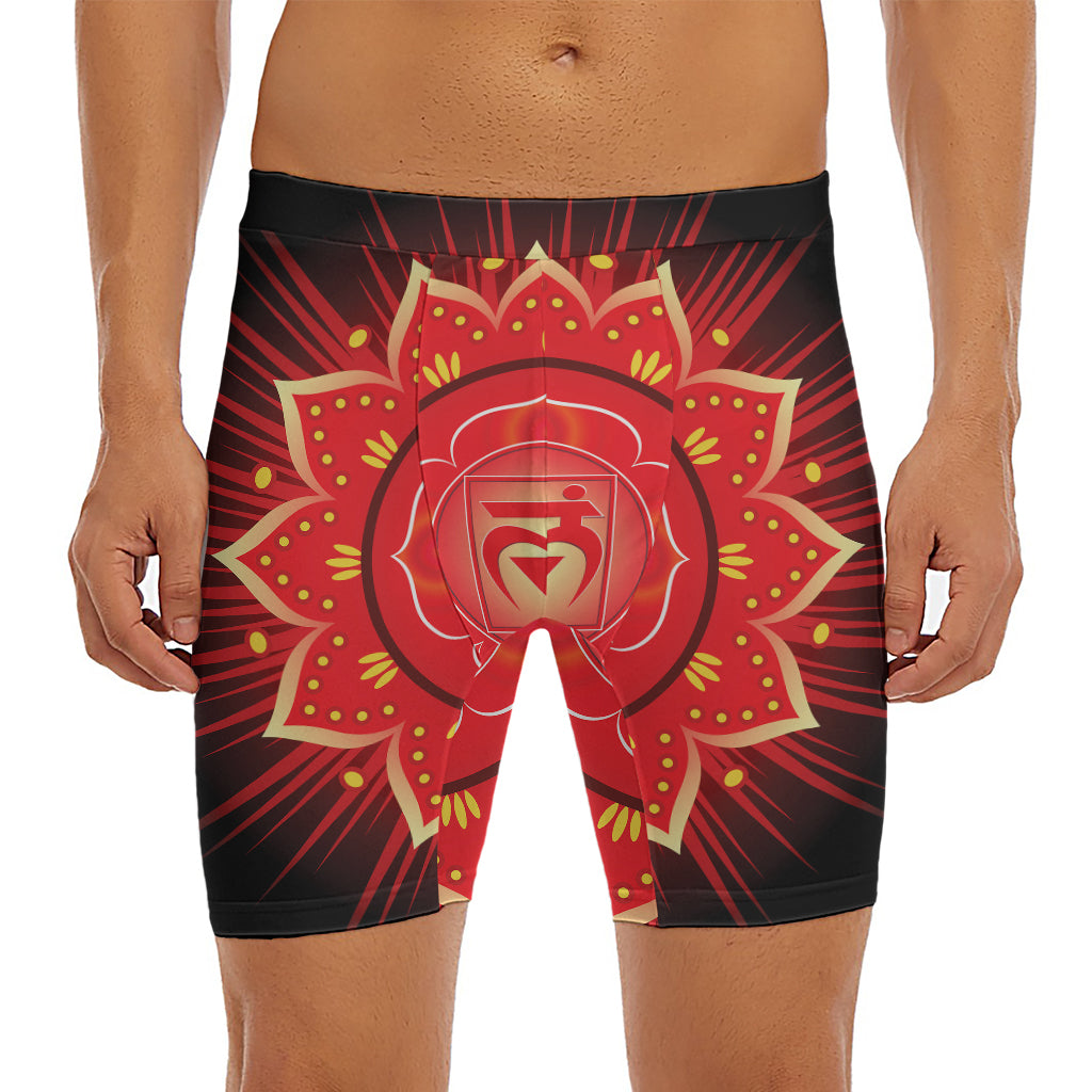 Muladhara Chakra Mandala Print Men's Long Boxer Briefs