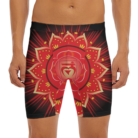 Muladhara Chakra Mandala Print Men's Long Boxer Briefs