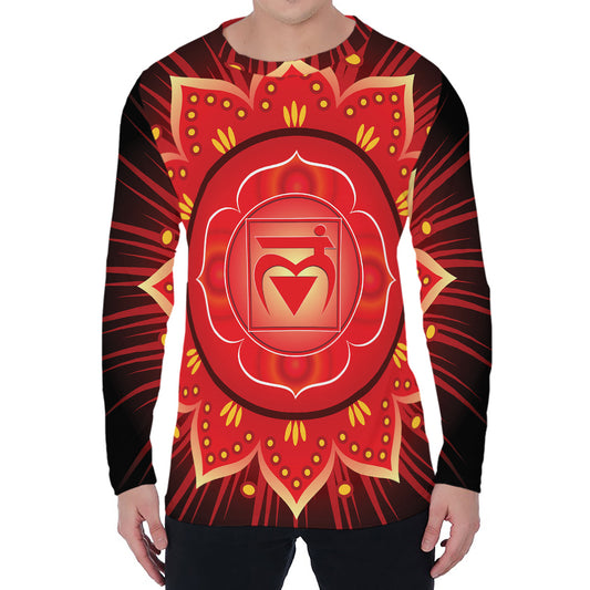 Muladhara Chakra Mandala Print Men's Long Sleeve T-Shirt