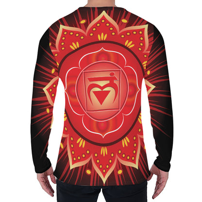 Muladhara Chakra Mandala Print Men's Long Sleeve T-Shirt