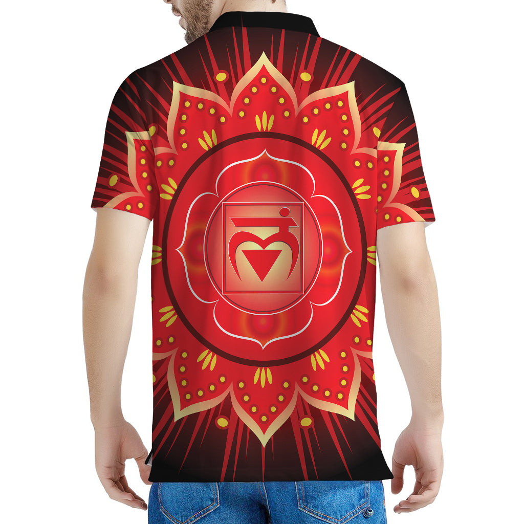 Muladhara Chakra Mandala Print Men's Polo Shirt