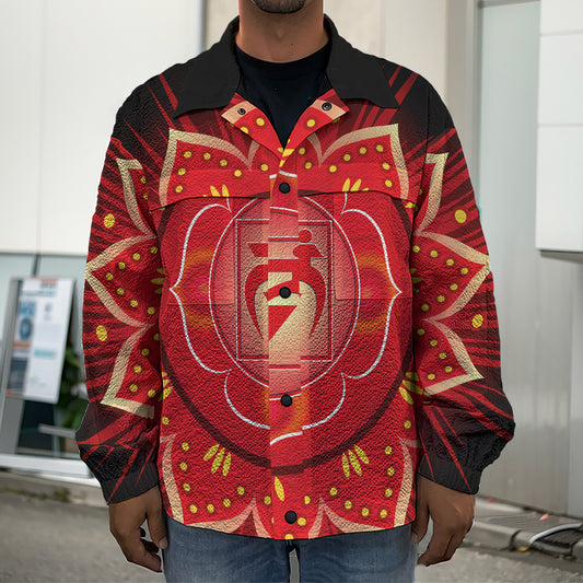 Muladhara Chakra Mandala Print Men's Shirt Jacket